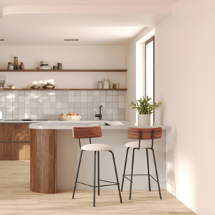 Lot de 2 chaises pour îlot central 64 cm en tissu beige - Alize