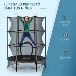 Cama Elástica Infantil Ø140x190 cm Trampolín para Niños de +3 Años con Red de Seguridad y Marco de Acero para Interior y Exterior