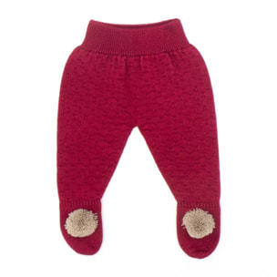 Polaina pompon beige granate