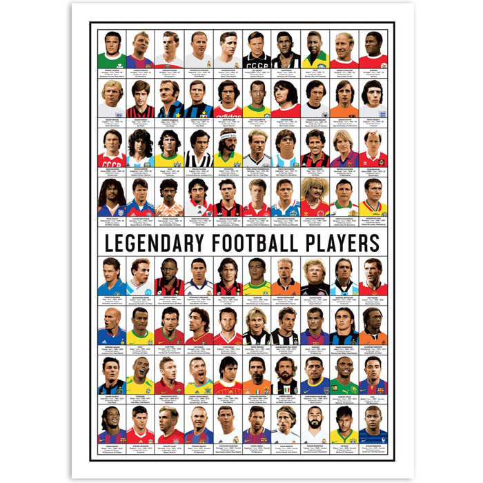Affiche 50 x 70 cm - Legendary Football Players - Olivier Bourdereau