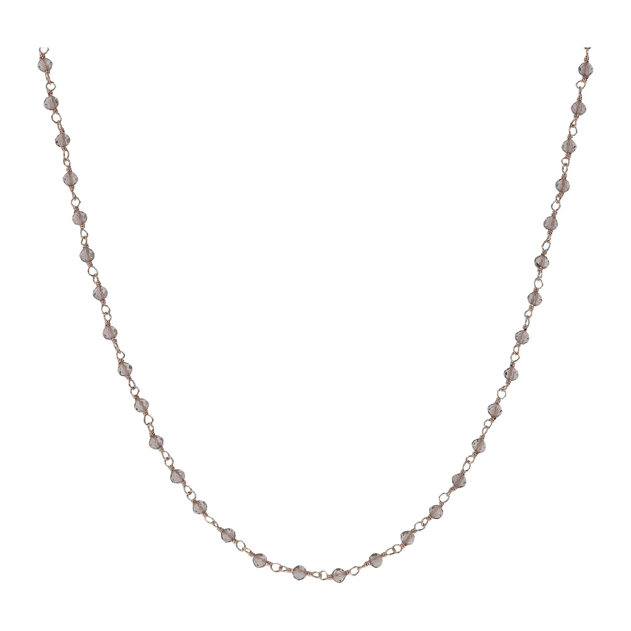 Collana Rosario Girocollo in Quarzite Rosa Sfaccettata