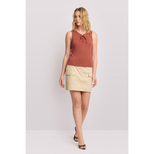 Kocca - Top a costine Donna, Tinta unita, Girocollo
