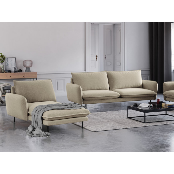 Méridienne gauche "Vienna" en tissu structurel beige