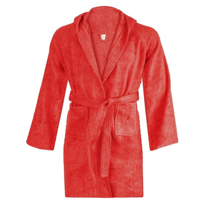 INTRECCI Accappatoio Bambino e Bambina, Accappatoio Spugna di Cotone, 6/8 Anni, Assorbente, Morbido, per Pelli Sensibili, Certificato Oeko-Tex. Colore: Cherry