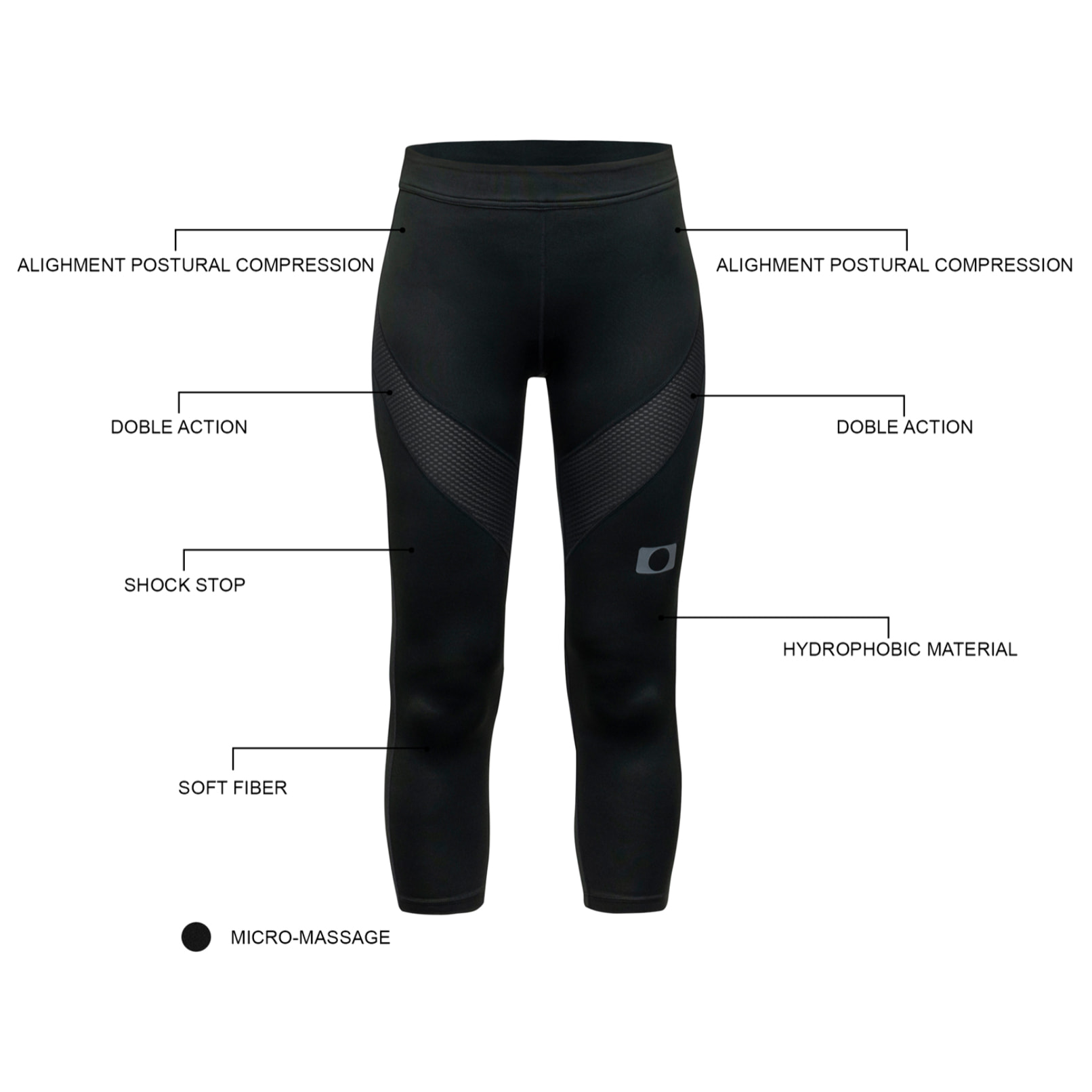 Pantalón capri de compresión para mujer BLUEBALL Bari - Negro