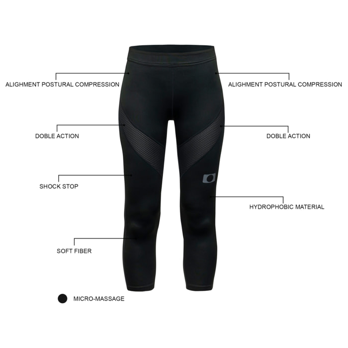Pantalón capri de compresión para mujer BLUEBALL Bari - Negro