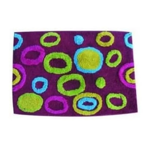 Tapis de bain Coton 40x60cm Motif Ronds Multicolor Violet MSV