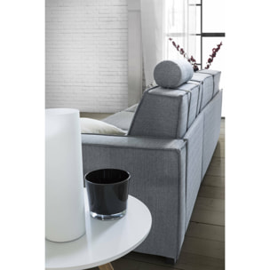 Divano letto con penisola Afar, Sofà con apertura girevole, Penisola contenitore Destra, Braccioli slim, 100% Made in Italy, Cm 260x95h90, Grigio