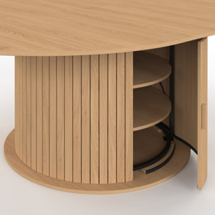 Table à manger ronde extensible Albane avec rangement Ø140-200cm