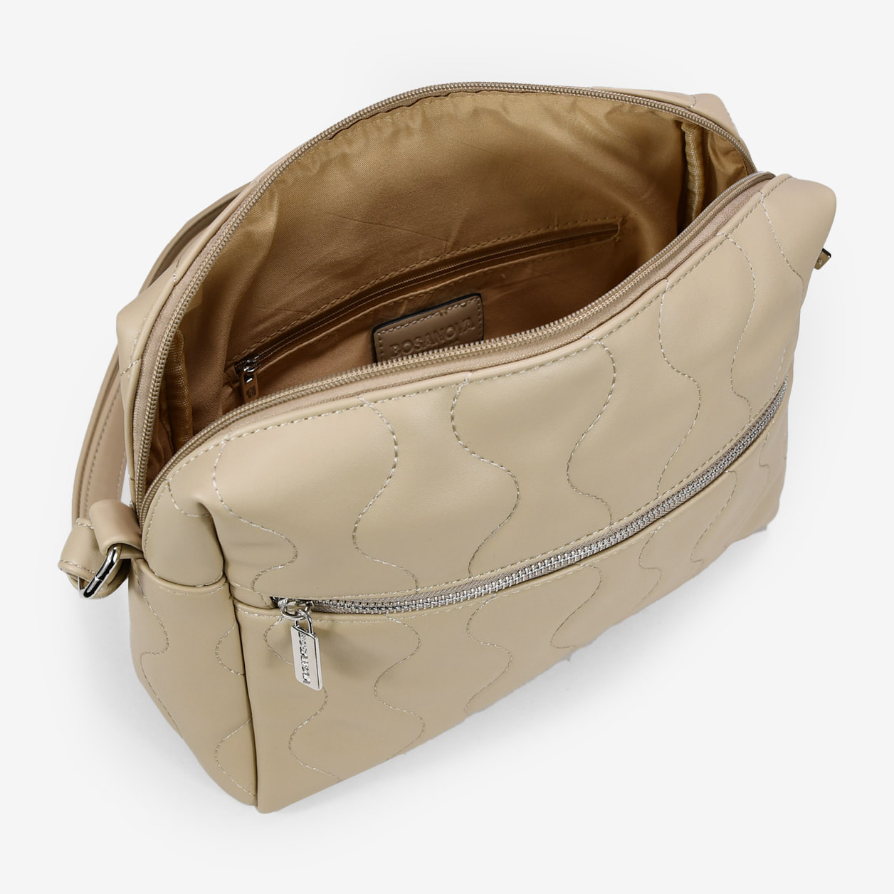 Bolso bandolera beige con cremallera