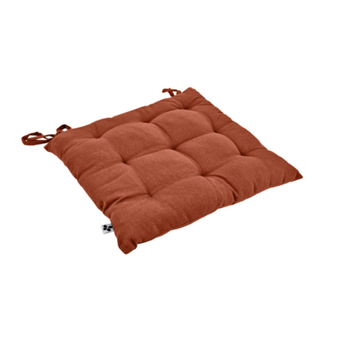Coussin / Galette de chaise 38 x 38 cm en coton avec nouettes - KALA