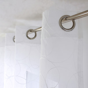 Voilage tamisant brodé de sphères - Blanc