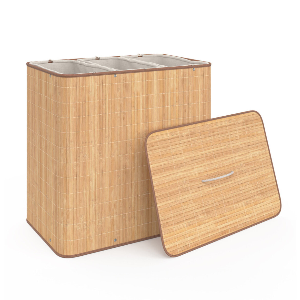 Panier à linge Maya 3 compartiments en bambou