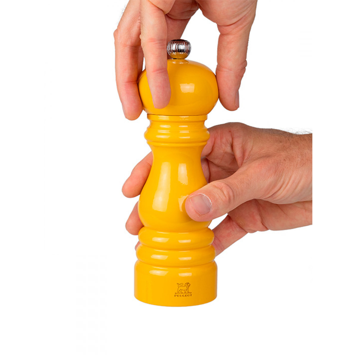 Moulin à sel manuel en bois laqué, jaune safran, 18 cm - 7in. Paris
