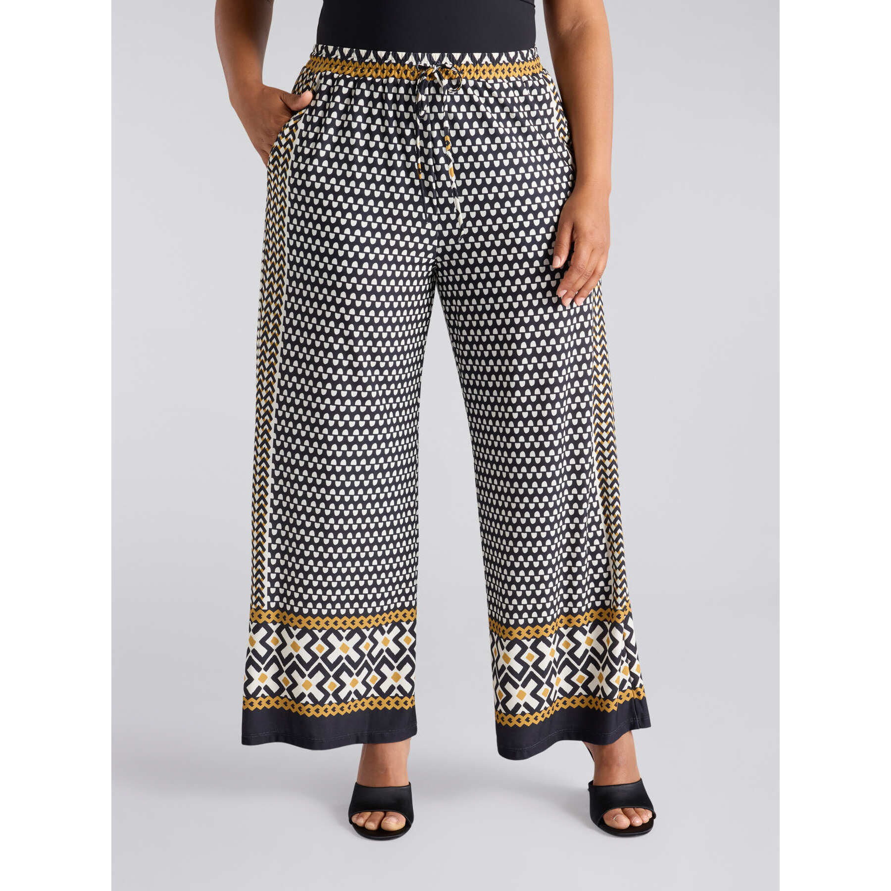 Fiorella Rubino - Pantalón estampado tribal - Negro