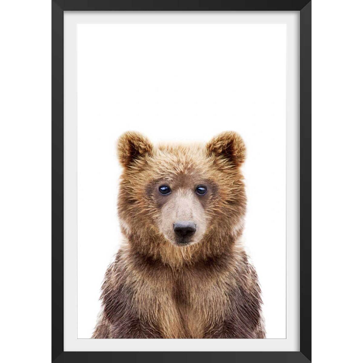 Affiche enfant bébé ours  Affiche + cadre en bois - Noir