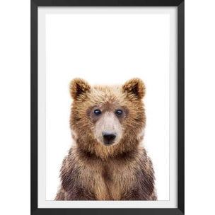 Affiche enfant bébé ours  Affiche + cadre en bois - Noir