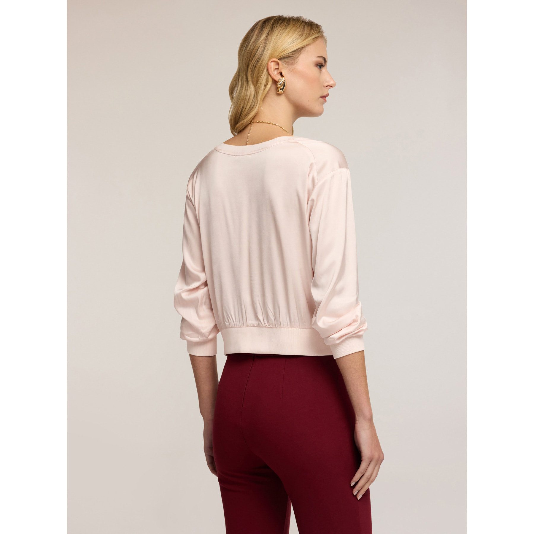 Motivi - Blusa en crepé de China con ajuste boxy - Rosa