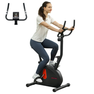 Bicicleta Estática en Casa con Resistencia Magnética Ajustable Bici Estática Silenciosa con Volante Sensor de Frecuencia Asiento Regulable Pantalla LCD y Soporte de Teléfono Carga 100 kg
