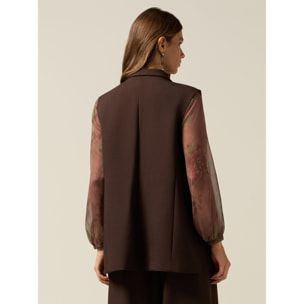 Oltre - Chaleco cruzado con tachuelas y engarces - Marrón