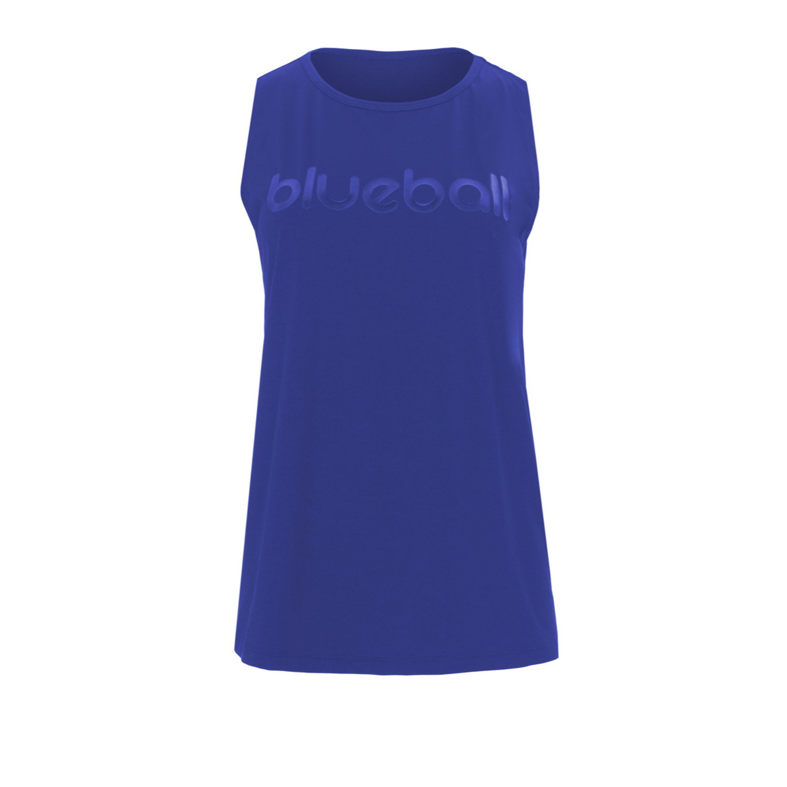 CAMISETA RUNNING SLIM MUJER SIN MANGAS BLUEBALL EN AZUL CON LOGO AZUL