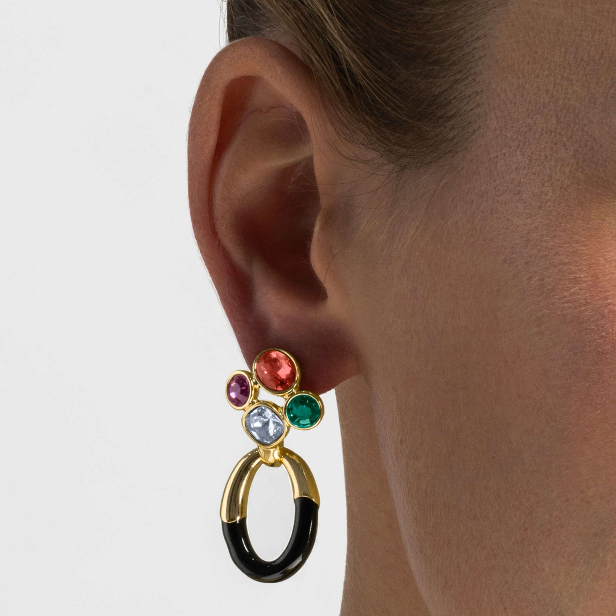 Pendientes con Circonita Multicolor acabado oro 18k