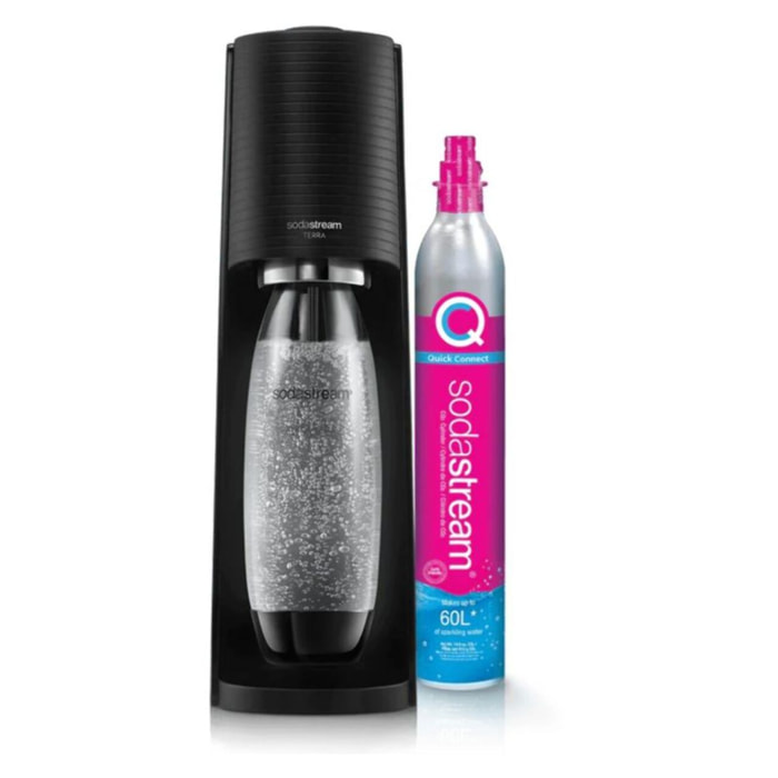 Machine à soda SODASTREAM Terra noire pack 1 bouteille + 1 recharge
