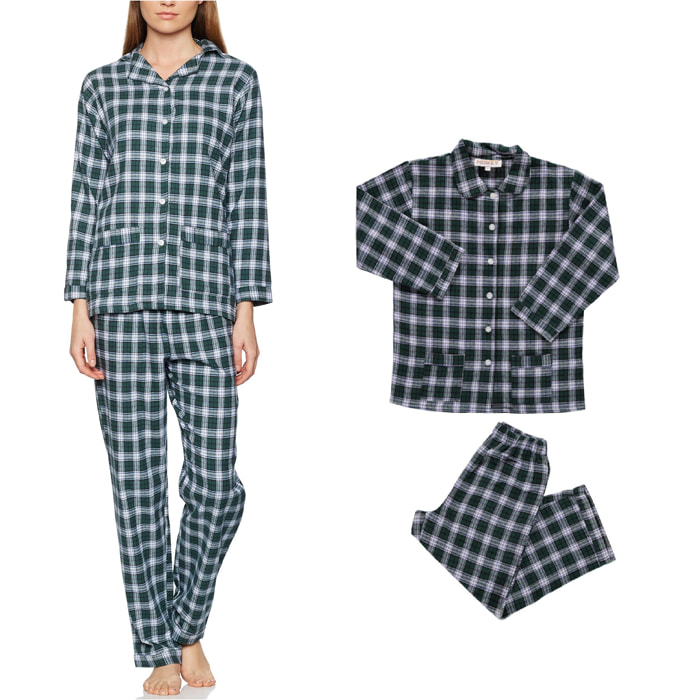 PACK Pigiama leggero mamma e bimba DONNA BAMBINA scozzese verde