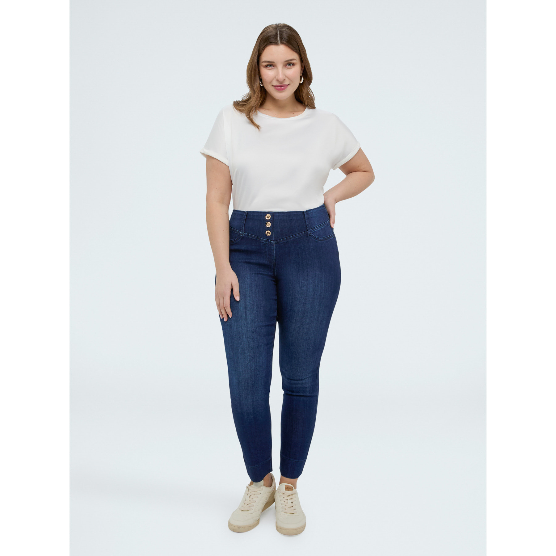 Fiorella Rubino - Jeggings dark blue con bottoni decorativi - Blu