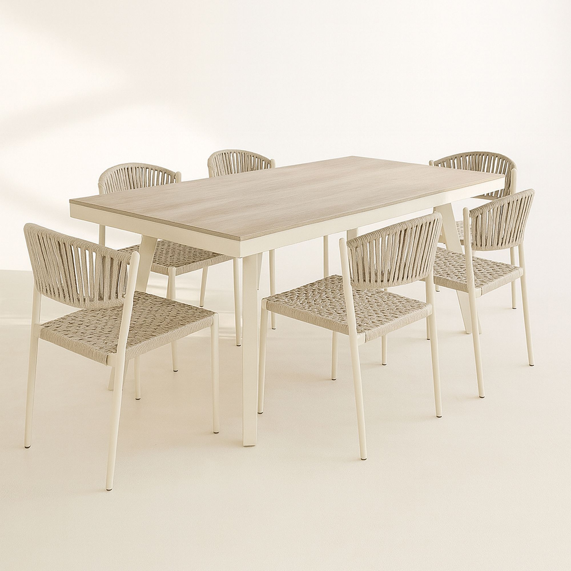 Ensemble de jardin table polywood blanc et chaises 6 places FIGARI