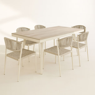 Ensemble de jardin table polywood blanc et chaises 6 places FIGARI
