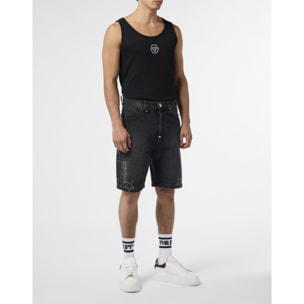 PHILIPP PLEIN Denim Shorts Stars Strass