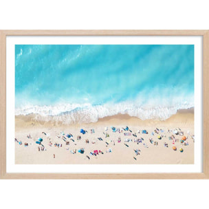 Affiche plage beach lovers for ever Affiche + cadre en bois - Chêne