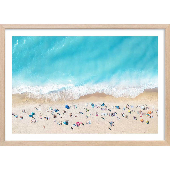 Affiche plage beach lovers for ever Affiche + cadre en bois - Chêne