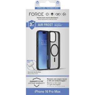 Coque FORCE CASE iPhone 16 Pro Max Air Frost MagSafe Noir