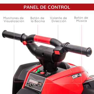 Quad Eléctrico para Niños de 3-5 Años Vehículo Eléctrico a Batería 12V con 2 Motores Faros Bocina Música Velocidad Ajustable Avance y Retroceso 83x53x55,5 cm Rojo