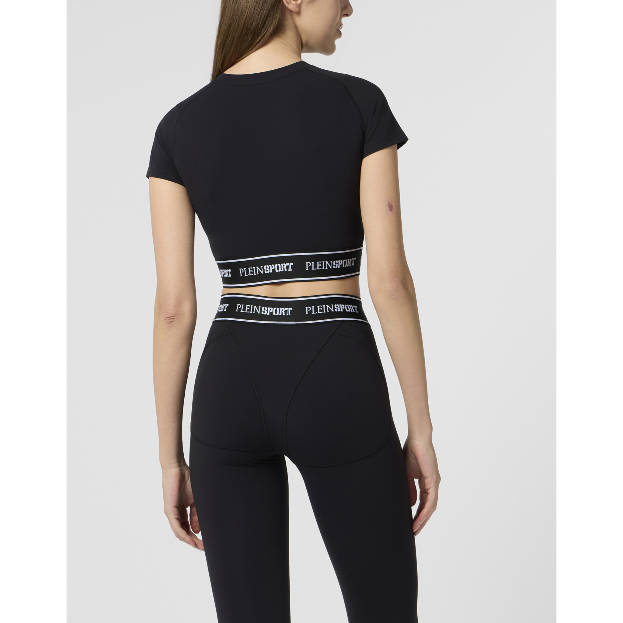 PLEIN SPORT Fleece Cropped T-Shirt