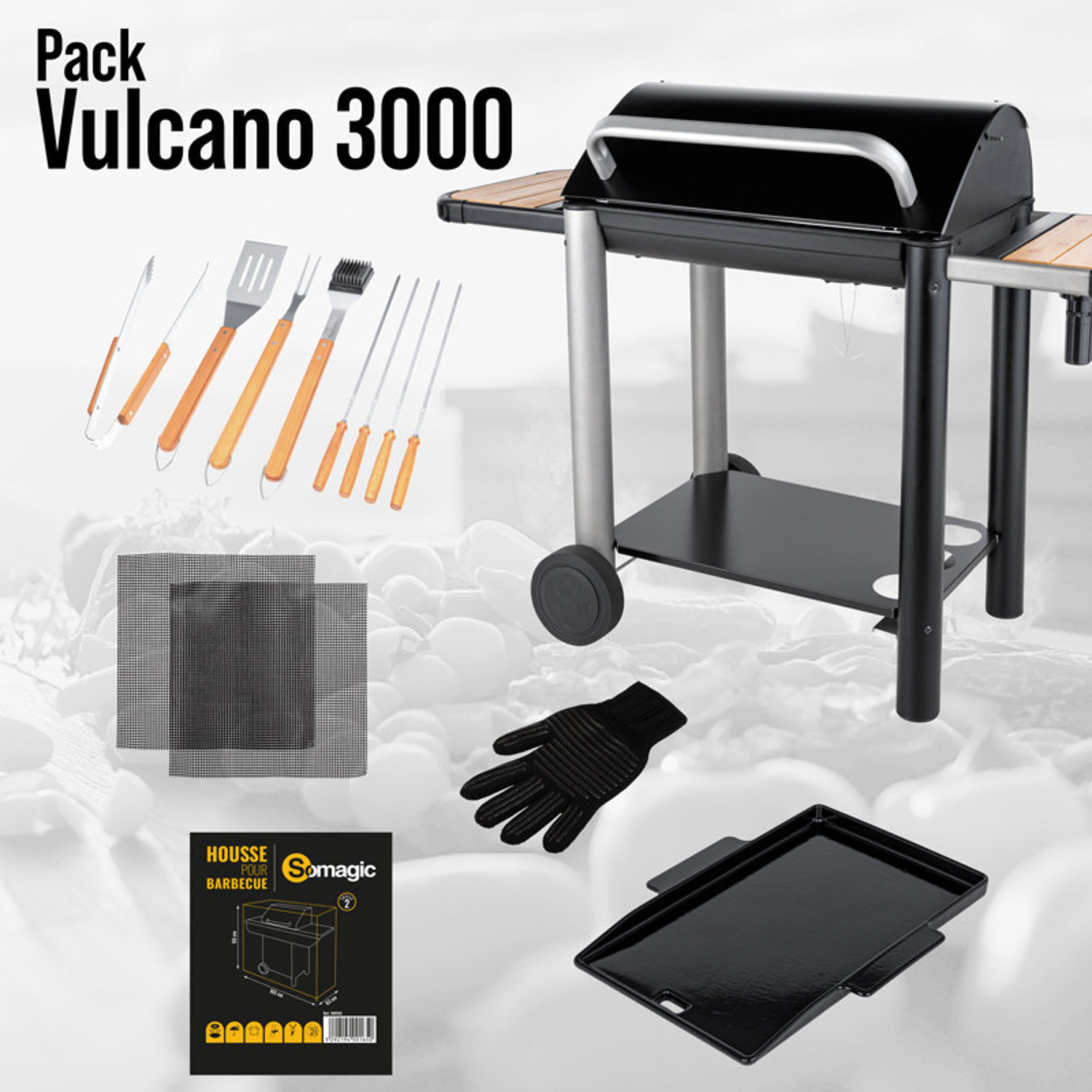 Pack barbecue charbon Vulcano 3000