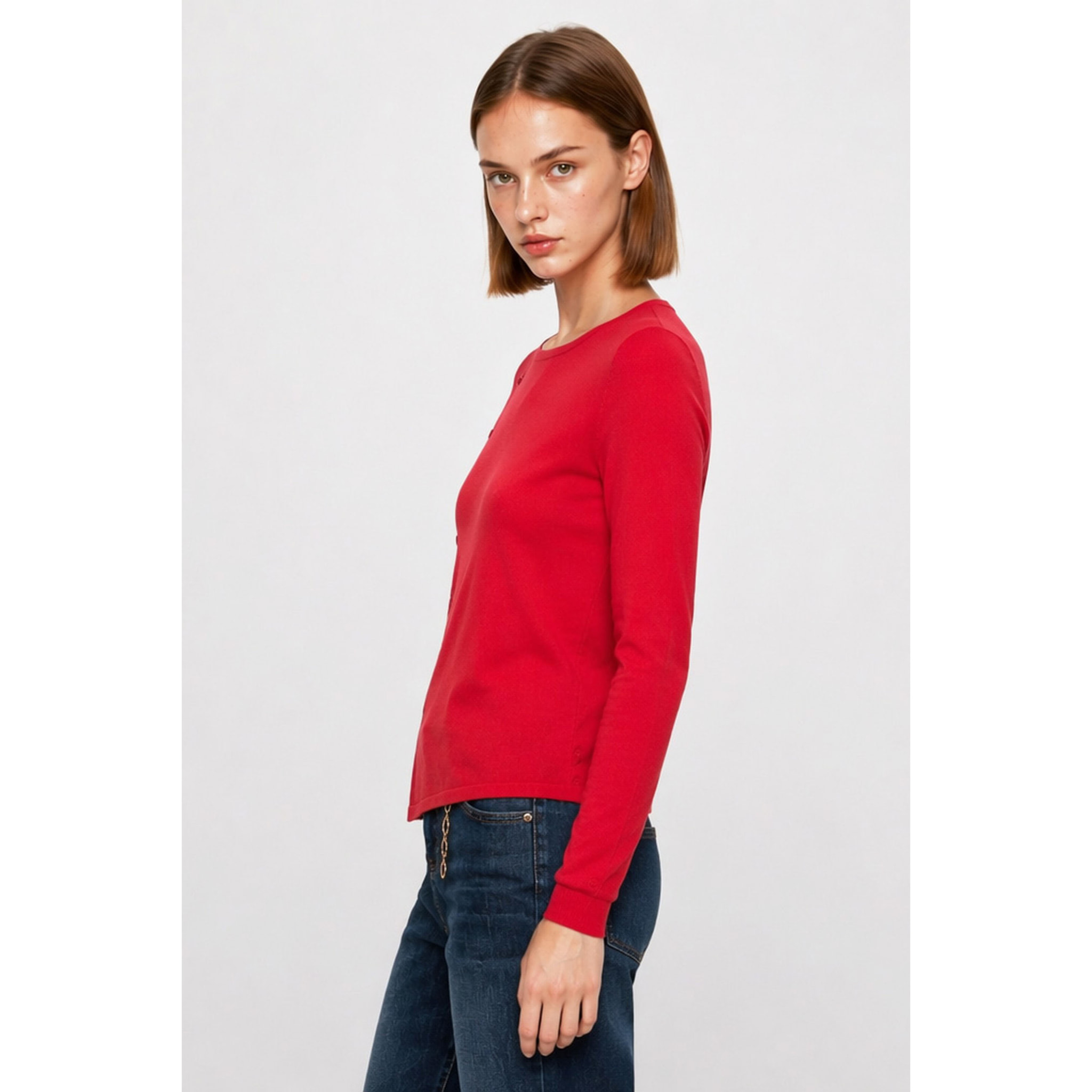 Kocca - Maglia da donna a maniche lunghe con bottoni asimmetrici Donna