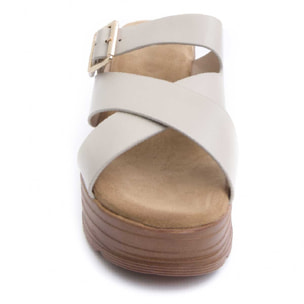 Sandalias de Cuña - Beige - Altura: 8 cm