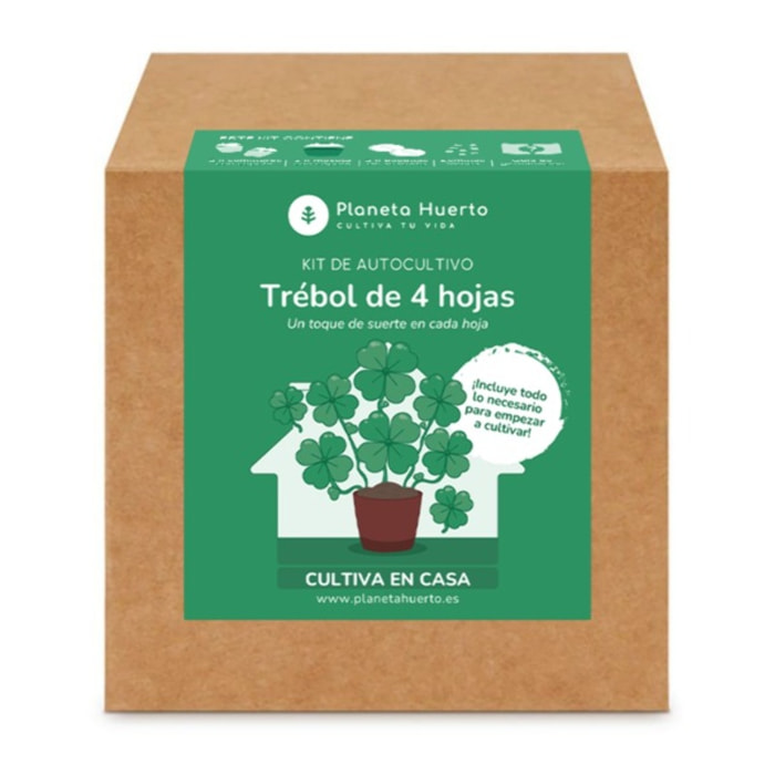 PLANETA HUERTO | Kit de Autocultivo Trébol Planeta Huerto – Cultivo Sencillo para Atraer la Suerte y Decorar tu Hogar