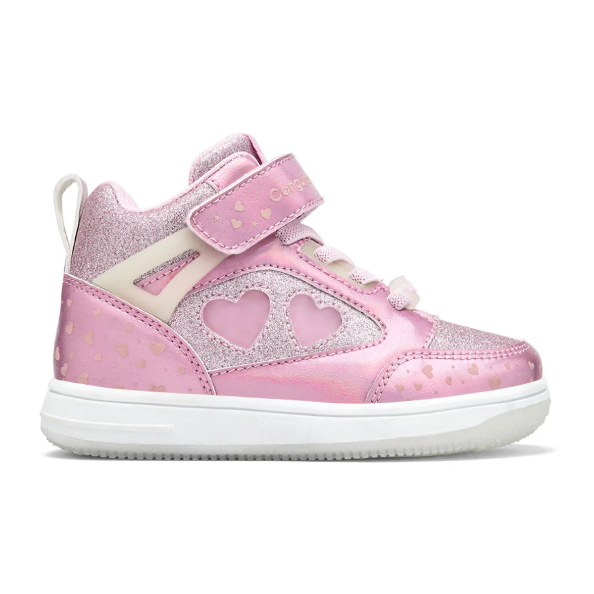 Zapatillas Altas De Luces De Niña Con Corazones