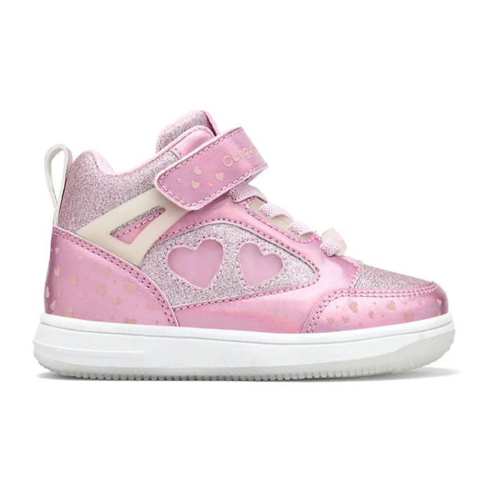 Zapatillas Altas De Luces De Niña Con Corazones