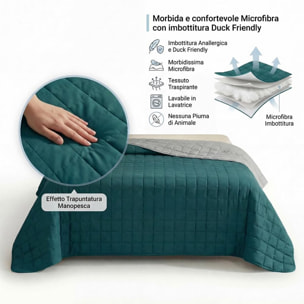 Copriletto matrimoniale estivo leggero double face 260x260 cm, trapunta estiva traspirante e morbida, coperta primaverile elegante e moderna, design reversibile per doppio stile, ideale per stagione calda, resistente e facile da lavare