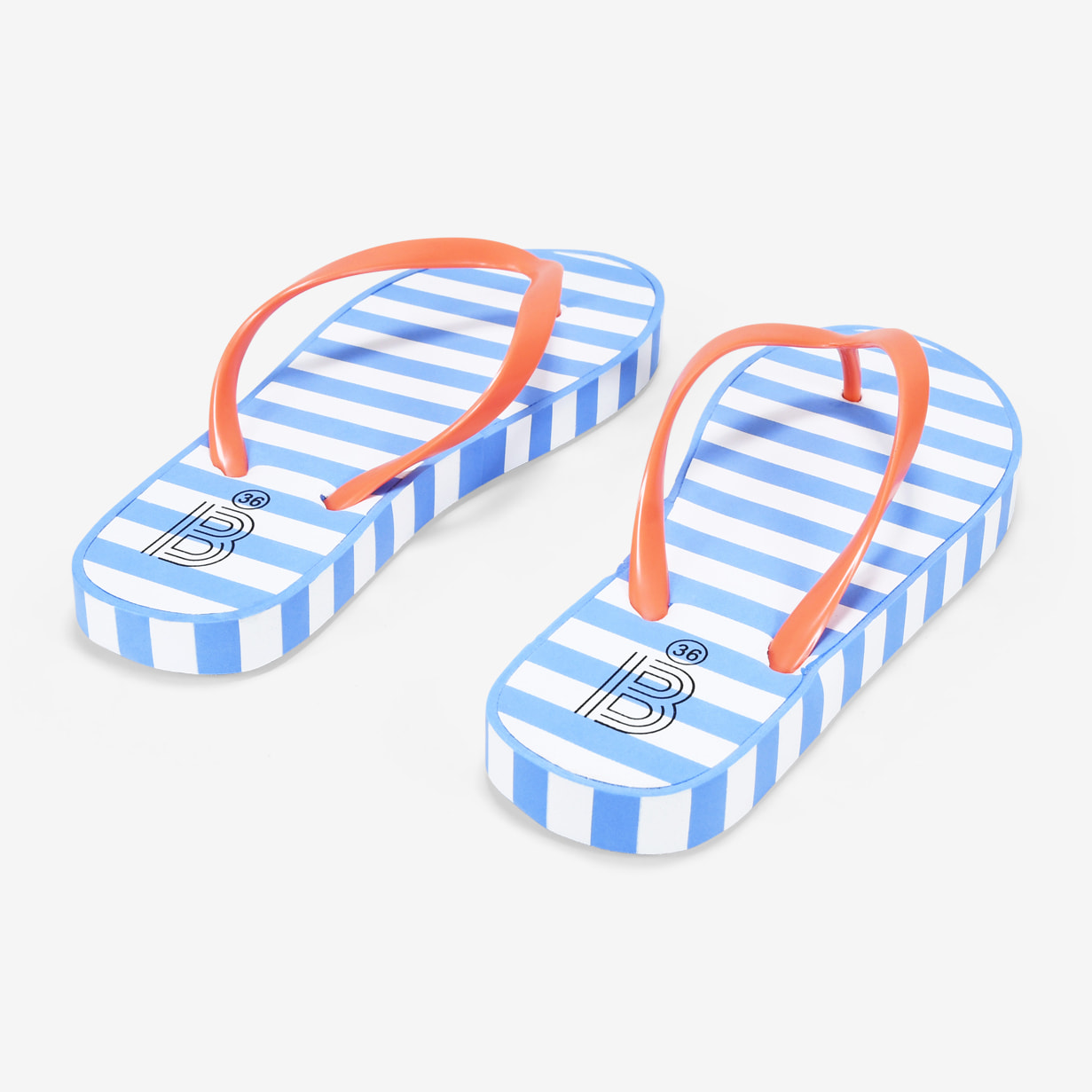 Chanclas de dedo naranjas con rayas