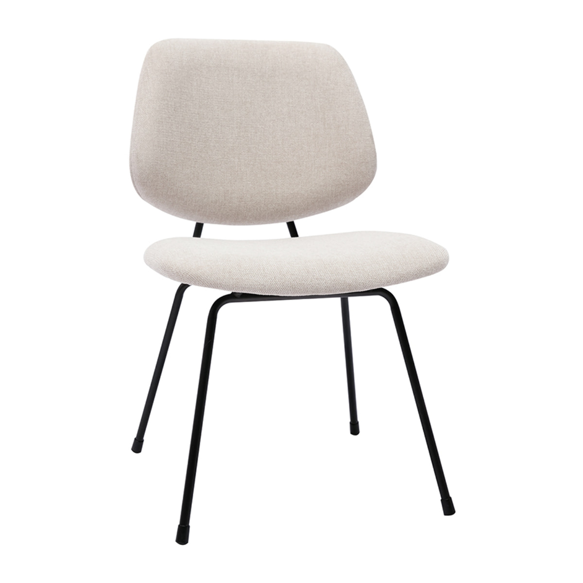 Chaises design en tissu effet velours texturé beige et métal noir (lot de 2) BARNET
