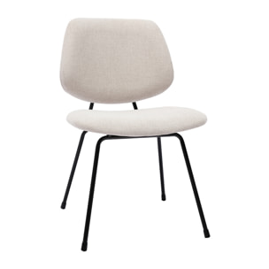 Chaises design en tissu effet velours texturé beige et métal noir (lot de 2) BARNET