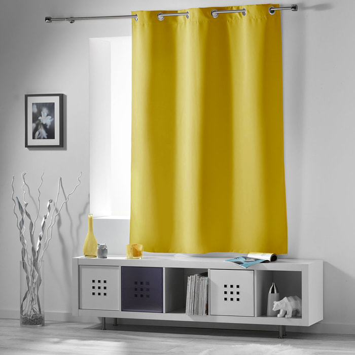 Rideau court obscurcissant 90 % adapté radiateur - Jaune moutarde