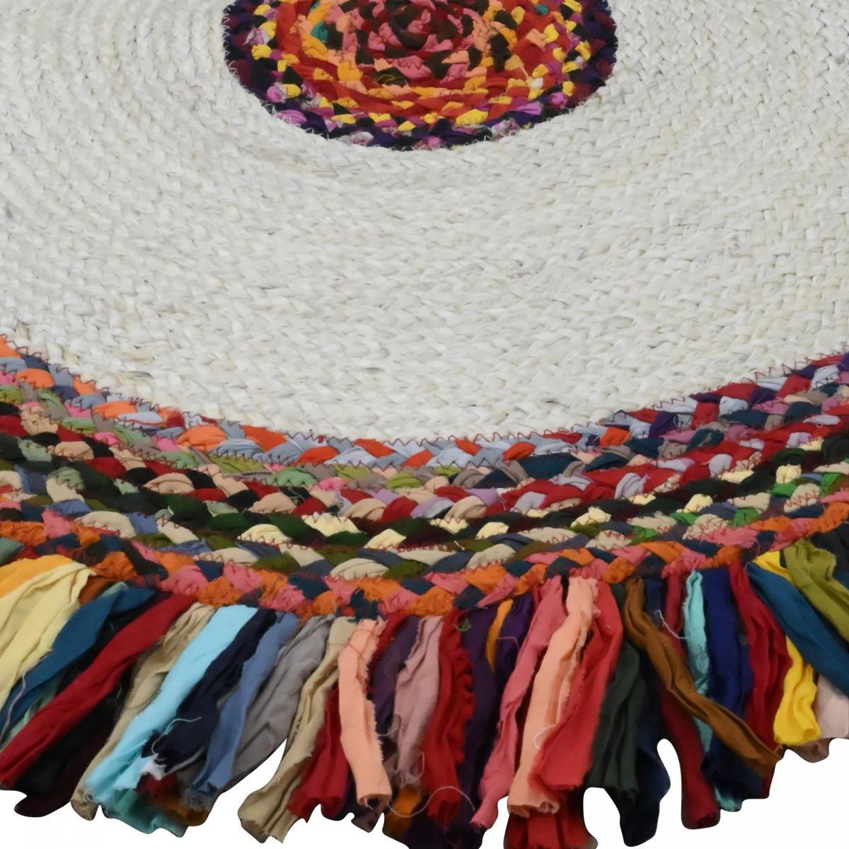 Tapis kilim rond fabriqué à la main en jute ORA