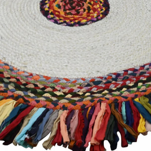 Tapis kilim rond fabriqué à la main en jute ORA